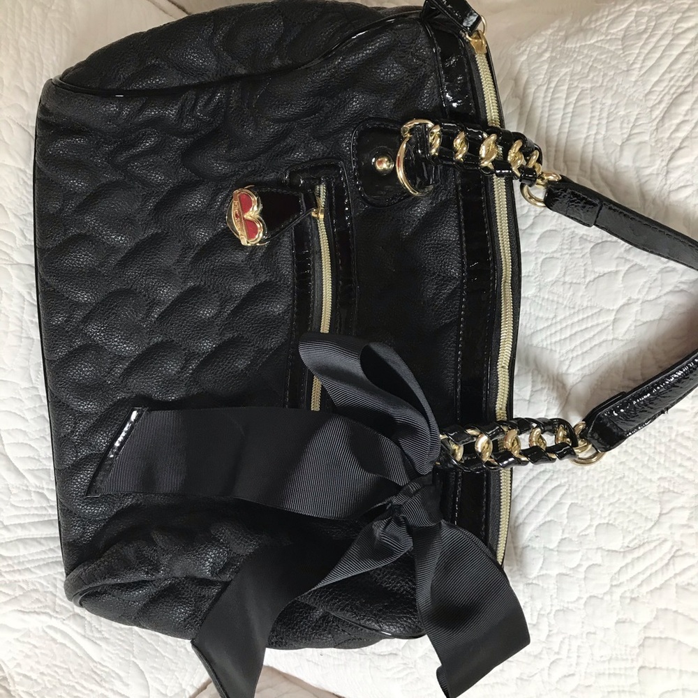 Betsy Johnson tote bag with black bow